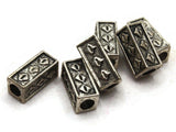 6 15mm Antique Silver Patterned Rectangle Beads Large Hole Beads Jewelry Making Beading Supplies Loose Beads Lead Free Spacer Beads