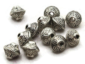 12 6.5mm Antique Silver Patterned Bicone Beads Polka Dot Beads Jewelry Making Beading Supplies Loose Beads Lead Free Spacer Beads