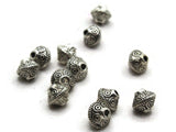 12 6.5mm Antique Silver Patterned Bicone Beads Polka Dot Beads Jewelry Making Beading Supplies Loose Beads Lead Free Spacer Beads