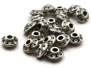 20 6.5mm Antique Silver Patterned Bicone Beads Polka Dot Beads Jewelry Making Beading Supplies Loose Beads Lead Free Spacer Beads