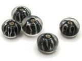 5 13mm Black and White Striped Rondelle Beads Lampwork Glass Beads Jewelry Making and Beading Supplies