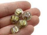 5 13mm Golden Brown Striped Rondelle Beads Lampwork Glass Beads Jewelry Making and Beading Supplies