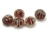 5 13mm Red Striped Rondelle Beads Lampwork Glass Beads Jewelry Making and Beading Supplies