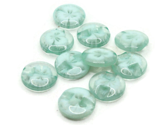 10 14mm Light Green Flower Buttons Flat Round Floral Plastic Buttons Jewelry Making Beading Supplies Sewing Supplies