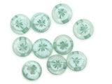 10 14mm Light Green Flower Buttons Flat Round Floral Plastic Buttons Jewelry Making Beading Supplies Sewing Supplies