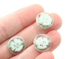 10 14mm Light Green Flower Buttons Flat Round Floral Plastic Buttons Jewelry Making Beading Supplies Sewing Supplies