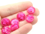 10 14mm Hot Pink Flower Buttons Flat Round Floral Plastic Buttons Jewelry Making Beading Supplies Sewing Supplies