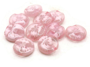 10 14mm Light Pink Flower Buttons Flat Round Floral Plastic Buttons Jewelry Making Beading Supplies Sewing Supplies