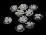 10 14mm White Flower Buttons Flat Round Floral Plastic Buttons Jewelry Making Beading Supplies Sewing Supplies