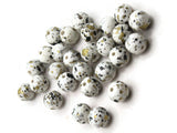 25 10mm Ivory, Gold and Black Splatter Paint Beads Smooth Round Beads Plastic Beads Jewelry Making Beading Supplies Loose Beads to String