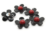 5 36mm Flower Beads Black and Red Daisy Plant Beads Large Plastic Beads Acrylic Beads to String Jewelry Making Beading Supplies