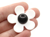 5 36mm Flower Beads White and Black Daisy Plant Beads Large Plastic Beads Acrylic Beads to String Jewelry Making Beading Supplies