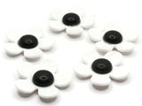 5 36mm Flower Beads White and Black Daisy Plant Beads Large Plastic Beads Acrylic Beads to String Jewelry Making Beading Supplies