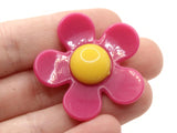 5 36mm Flower Beads Dark Pink and Yellow Daisy Plant Beads Large Plastic Beads Acrylic Beads to String Jewelry Making Beading Supplies