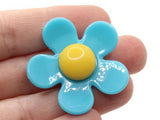 5 36mm Flower Beads Bright Blue and Yellow Daisy Plant Beads Large Plastic Beads Acrylic Beads to String Jewelry Making Beading Supplies