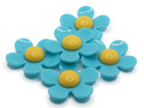 5 36mm Flower Beads Bright Blue and Yellow Daisy Plant Beads Large Plastic Beads Acrylic Beads to String Jewelry Making Beading Supplies