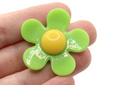 5 36mm Flower Beads Lime Green and Yellow Daisy Plant Beads Large Plastic Beads Acrylic Beads to String Jewelry Making Beading Supplies