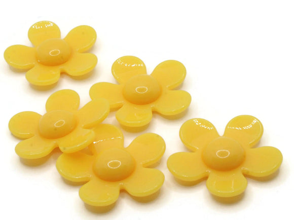 5 36mm Flower Beads Bright Yellow Daisy Plant Beads Large Plastic Beads Acrylic Beads to String Jewelry Making Beading Supplies