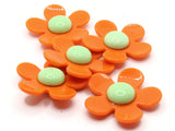 5 36mm Flower Beads Orange and Green Daisy Plant Beads Large Plastic Beads Acrylic Beads to String Jewelry Making Beading Supplies