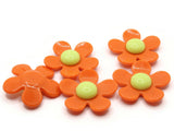 5 36mm Flower Beads Orange and Light Yellow Daisy Plant Beads Large Plastic Beads Acrylic Beads to String Jewelry Making Beading Supplies