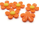 5 36mm Flower Beads Orange and Bright Yellow Daisy Plant Beads Large Plastic Beads Acrylic Beads to String Jewelry Making Beading Supplies