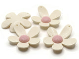 4 48mm Flower Beads White and Light Pink Daisy Plant Beads Large Plastic Beads Acrylic Beads to String Jewelry Making Beading Supplies