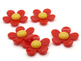 5 36mm Flower Beads Red and Yellow Daisy Plant Beads Large Plastic Beads Acrylic Beads to String Jewelry Making Beading Supplies