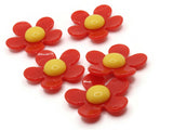 5 36mm Flower Beads Red and Yellow Daisy Plant Beads Large Plastic Beads Acrylic Beads to String Jewelry Making Beading Supplies