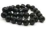 28 12mm Black Faceted Round Beads Full Strand Glass Beads to String Jewelry Making Beading Supplies