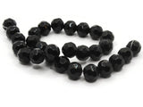 28 12mm Black Faceted Round Beads Full Strand Glass Beads to String Jewelry Making Beading Supplies