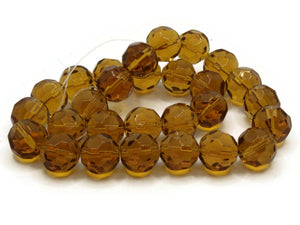 28 12mm Light Brown Faceted Round Beads Full Strand Glass Beads to String Jewelry Making Beading Supplies