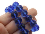 26 12mm Blue Faceted Round Beads Full Strand Glass Beads to String Jewelry Making Beading Supplies