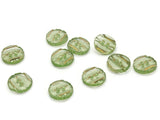 10 13mm Green Plastic Buttons with Gold Stripes Flat Round Plastic Two Hole Buttons Jewelry Making Beading Supplies Sewing Supplies