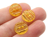 10 13mm Light Orange Plastic Buttons with Gold Stripes Flat Round Plastic Two Hole Buttons Jewelry Making Beading Supplies Sewing Supplies