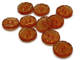 10 13mm Dark Orange Plastic Buttons with Gold Stripes Flat Round Plastic Two Hole Buttons Jewelry Making Beading Supplies Sewing Supplies