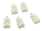 5 20mm Ivory White Gummy Bear Charms Resin Pendants with Platinum Colored Loops Jewelry Making Beading Supplies Loose Candy Charms