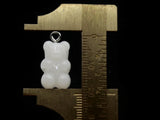 5 20mm Ivory White Gummy Bear Charms Resin Pendants with Platinum Colored Loops Jewelry Making Beading Supplies Loose Candy Charms