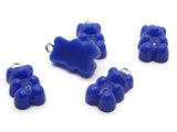 5 20mm Opaque Blue Gummy Bear Charms Resin Pendants with Platinum Colored Loops Jewelry Making Beading Supplies Loose Candy Charms