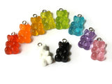 5 20mm Yellow-Green Gummy Bear Charms Resin Pendants with Platinum Colored Loops Jewelry Making Beading Supplies Loose Candy Charms