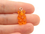 5 20mm Clear Orange Gummy Bear Charms Resin Pendants with Platinum Colored Loops Jewelry Making Beading Supplies Loose Candy Charms