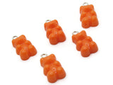 5 20mm Opaque Orange Gummy Bear Charms Resin Pendants with Platinum Colored Loops Jewelry Making Beading Supplies Loose Candy Charms