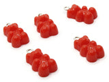 5 20mm Opaque Red Gummy Bear Charms Resin Pendants with Platinum Colored Loops Jewelry Making Beading Supplies Loose Candy Charms