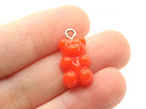 5 20mm Opaque Red Gummy Bear Charms Resin Pendants with Platinum Colored Loops Jewelry Making Beading Supplies Loose Candy Charms