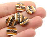 10 13mm Shades of Brown Striped Resin Buttons Flat Round Plastic Four Hole Buttons Jewelry Making Beading and Sewing Supplies