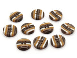 10 13mm Shades of Brown Striped Resin Buttons Flat Round Plastic Four Hole Buttons Jewelry Making Beading and Sewing Supplies