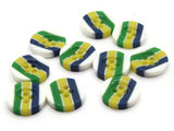 10 13mm Green Yellow Blue and White Striped Resin Buttons Flat Round Plastic Four Hole Buttons Jewelry Making Beading and Sewing Supplies