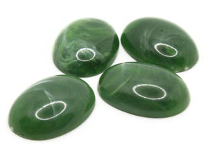 4 24mm x 18mm Green Swirling Oval Cabochons Vintage Japanese Lucite Cabochons Loose Plastic Tiles Jewelry Making