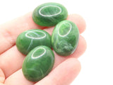 4 24mm x 18mm Green Swirling Oval Cabochons Vintage Japanese Lucite Cabochons Loose Plastic Tiles Jewelry Making