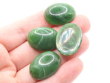 4 24mm x 18mm Green Swirling Oval Cabochons Vintage Japanese Lucite Cabochons Loose Plastic Tiles Jewelry Making