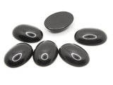 6 24mm Black Oval Cabochons Vintage Lucite Plastic Cabochons Mosaic Supplies Jewelry Making Beading Supplies Smileyboy